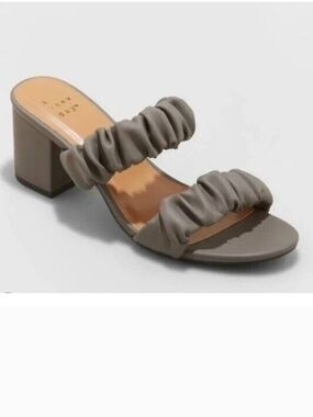 Target Taupe Ruched Double-Strap Block Heel Sandal